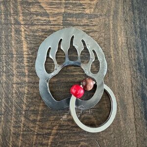 Industrial Grizzly Bear Paw & Beaded Keychain - NWOT